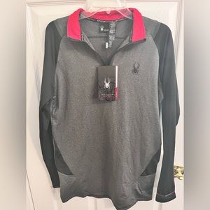 Spyder Active Breathable Quick Dry Stretch Long Sleeve 1/4 Zip Pullover. L. NWT!
